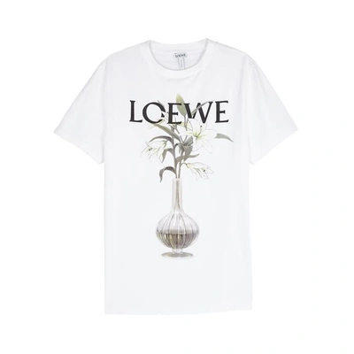 Shop Loewe Off-white Printed Cotton T-shirt