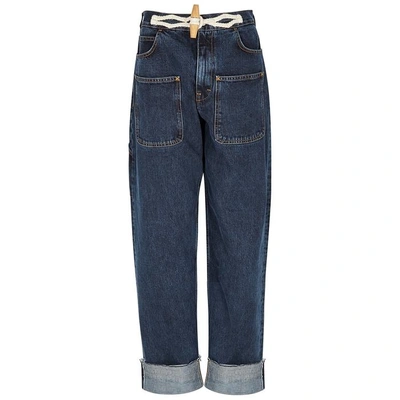 Shop Jw Anderson Dark Blue Straight-leg Jeans In Denim