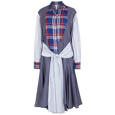 Shop Loewe Contrast-striped Cotton Shirt Dress In Blue