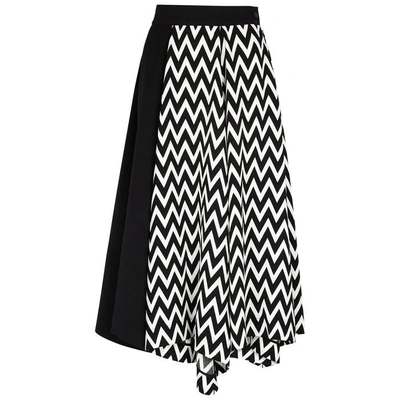 Shop Loewe Zigzag-panelled Midi Skirt In Black And White
