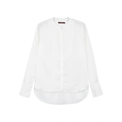 Shop High Vigil Ivory Satin Tuxedo Shirt In White