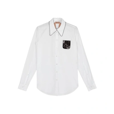 Shop N°21 White Embellished Poplin Shirt