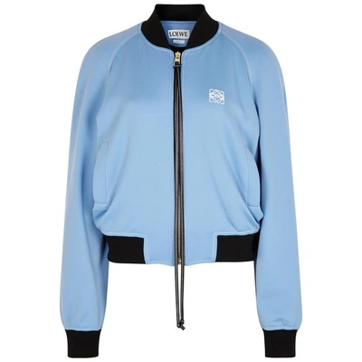 Shop Loewe Blue And Navy Jersey Bomber Jacket