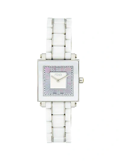 Shop Fendi Stainless Steel & Ceramic Bracelet Watch In Silver