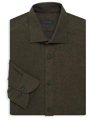 Shop Saks Fifth Avenue Collection Cotton Dress Shirt In Olive