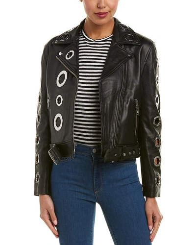 Shop Kendall + Kylie Leather Grommet Jacket In Black