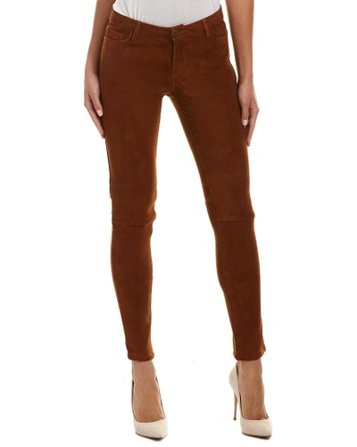 Shop Maje Camel Suede Trouser In Brown