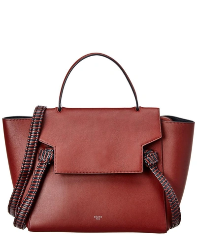 Shop Celine Mini Belt Bag Leather Tote In Red