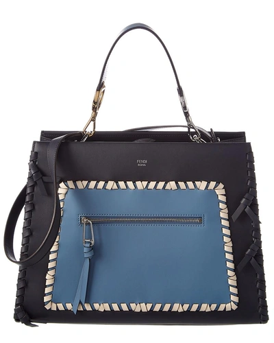 Shop Fendi Runaway Leather Tote Bag In Blue