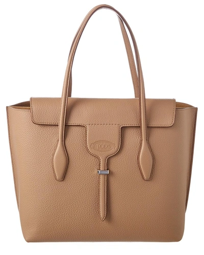 Shop Tod's Joy Medium Leather Tote In Brown