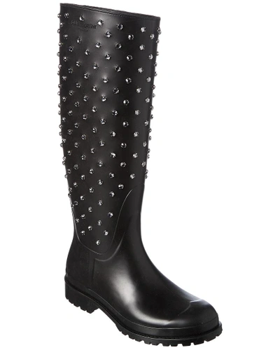 Shop Saint Laurent Studded Festival Rain Boot In Black