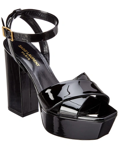 Shop Saint Laurent Farrah 80 Patent Sandal In Black