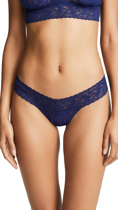Shop Hanky Panky Signature Lace Low Rise Thong In Odyssey Blue
