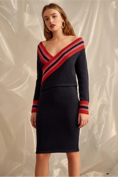 Shop C/meo Collective Sculpt Knit Dress In Navy