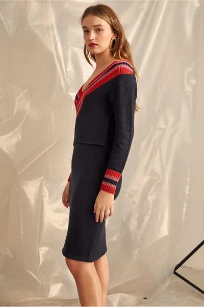 Shop C/meo Collective Sculpt Knit Dress In Navy