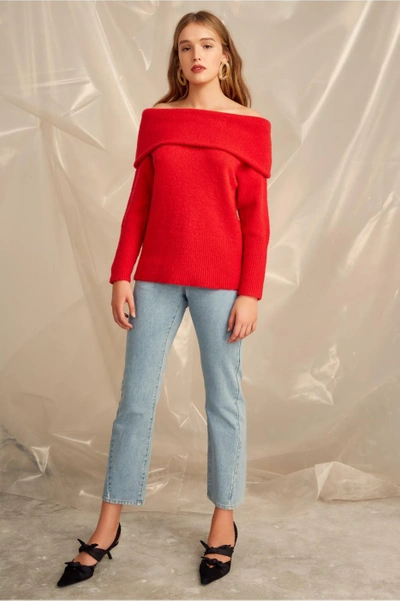 Shop C/meo Collective Distances Knit Jumper In Cherry