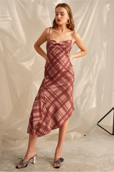Shop C/meo Collective Simple Things Check Dress In Mahogany