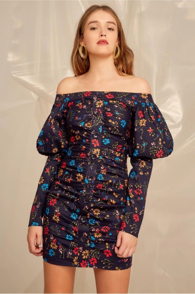 Shop C/meo Collective Accolade Long Sleeve Dress In Navy Floral