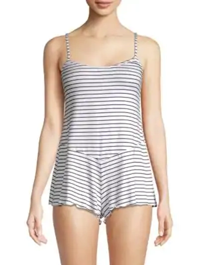 Shop Eberjey Vega Stripe Teddy In Off White Black