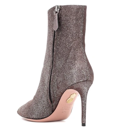 Shop Aquazzura Alma 85 Glitter Ankle Boots In Brown