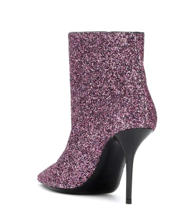 Shop Saint Laurent Pierre 95 Glitter Ankle Boots In Pink