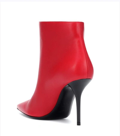 Shop Saint Laurent Pierre 95 Leather Ankle Boots In Red