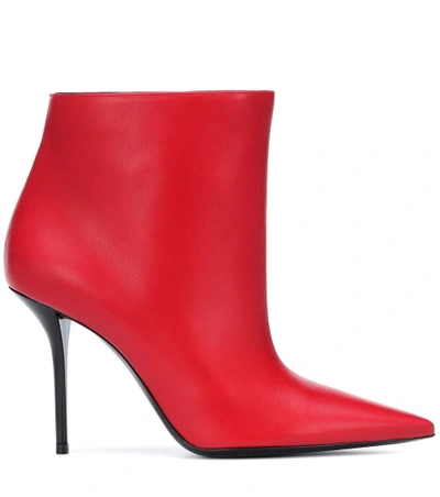 Shop Saint Laurent Pierre 95 Leather Ankle Boots In Red