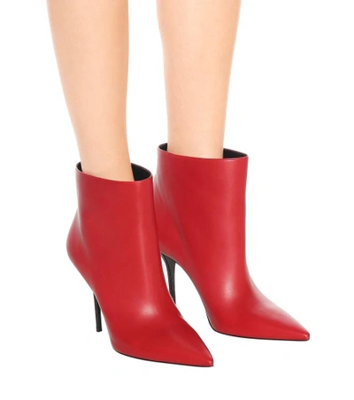 Shop Saint Laurent Pierre 95 Leather Ankle Boots In Red