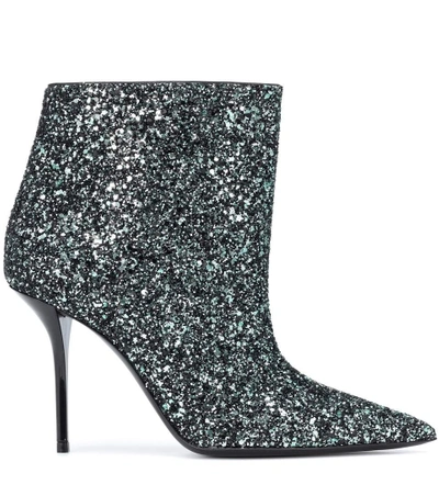 Shop Saint Laurent Pierre 95 Glitter Ankle Boots In Green