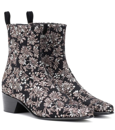 Shop Pierre Hardy Reno Floral Brocade Ankle Boots In Black