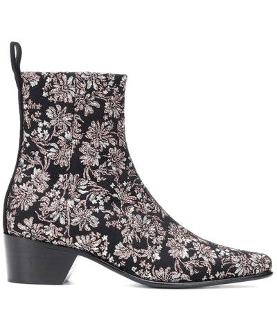 Shop Pierre Hardy Reno Floral Brocade Ankle Boots In Black