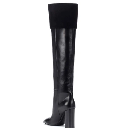 Shop Saint Laurent Lou 95 Leather And Suede Boots In Black