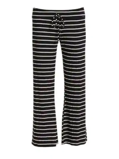 Shop Eberjey Lounge Stripes Trouser In Black Ivory