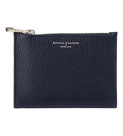 Shop Aspinal Of London Essential Small Leather Pouch In Navy