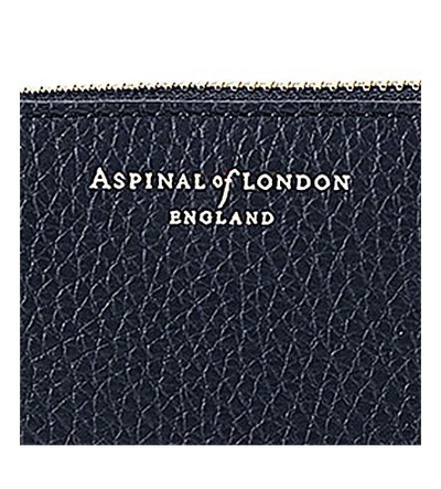 Shop Aspinal Of London Essential Small Leather Pouch In Navy