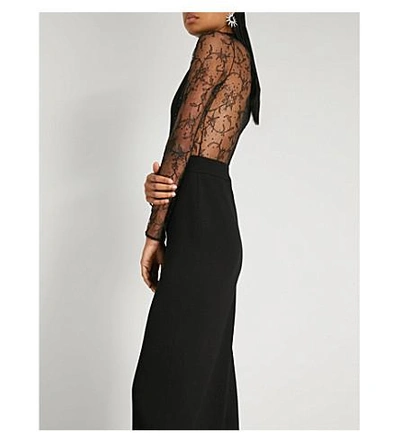 Shop Givenchy 闪光-点缀 羊毛 和 花边 袍 In Black