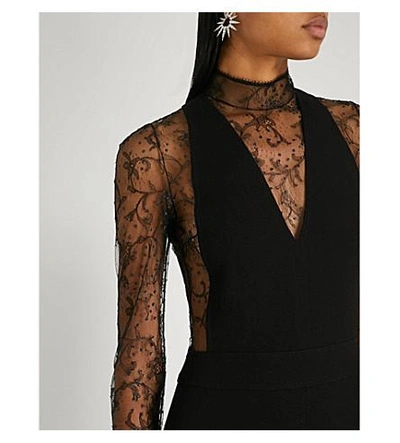 Shop Givenchy 闪光-点缀 羊毛 和 花边 袍 In Black