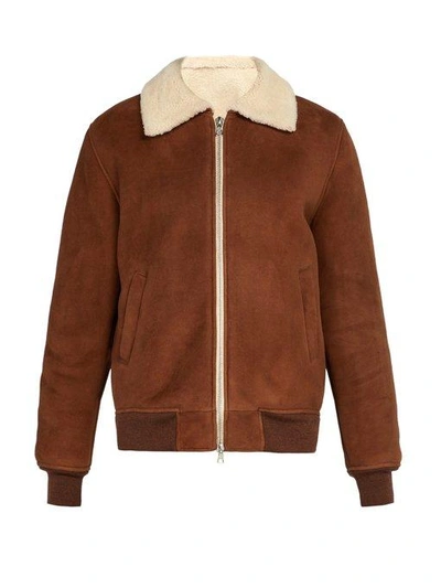 Shearling Bomber Jacket Brown