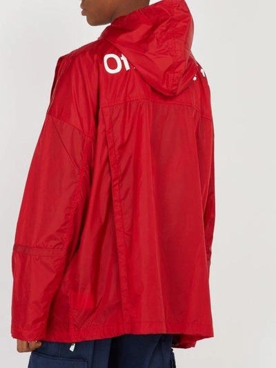 Off-white Logo Print Wind Breaker Jacket In Red | ModeSens