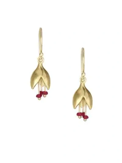 Shop Annette Ferdinandsen Ruby & 14k Yellow Gold Flower Bud Drop Earrings
