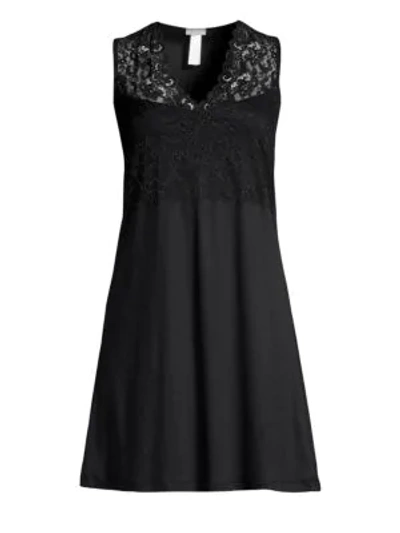 Shop Hanro Moments Lace Tank Night Gown In Black