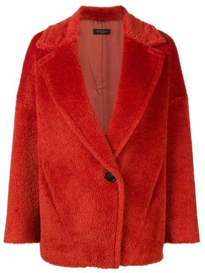 Shop Antonelli Oversized Fur Jacket - Red