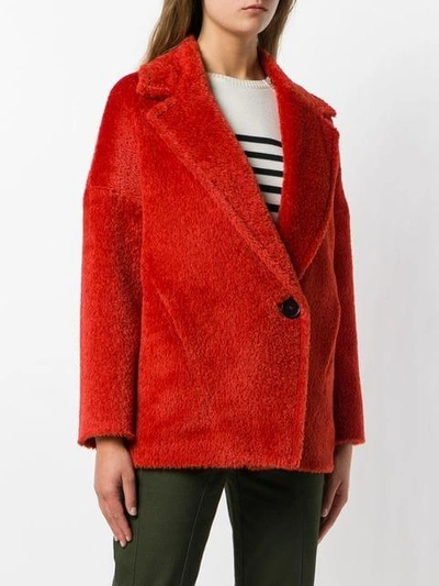 Shop Antonelli Oversized Fur Jacket - Red