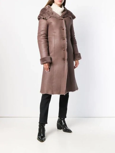 Shop Liska Fur Trim Trench Coat In Brown