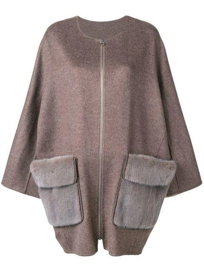 Shop Liska Mink Fur Pocket Coat In Brown