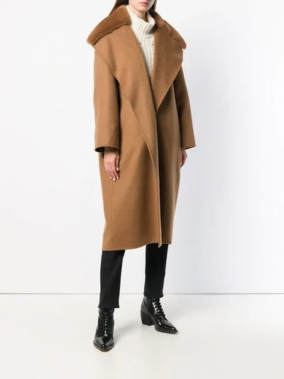 Shop Liska Mink Fur Collar Coat In Brown