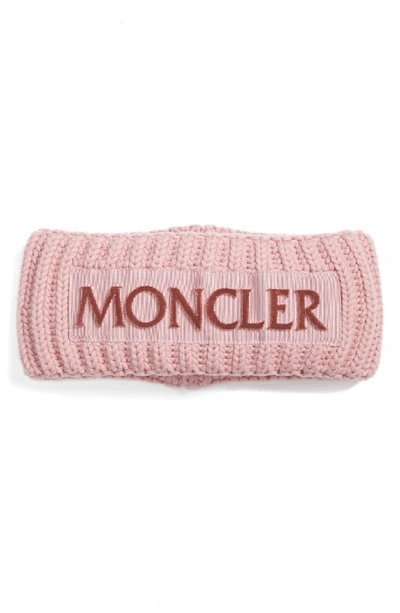 Shop Moncler Rib Knit Headband In Blush