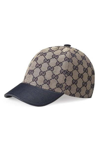 Shop Gucci 'junior' Check Hat - Blue In Beige/ Blue
