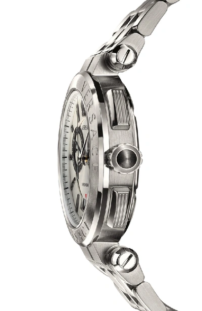Shop Versace Aion Chronograph Bracelet Watch, 45mm In Silver