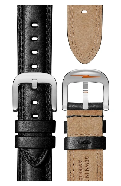 Shop Shinola 'the Runwell' Leather Strap Watch, 41mm In Black/ Orange/ Silver